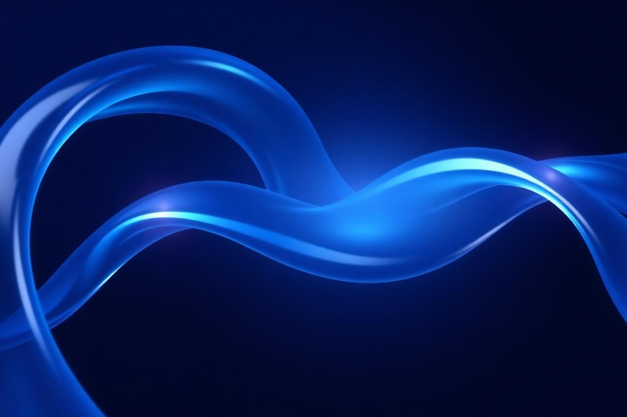 Glossy blue abstract ribbons representing NetXD's platform